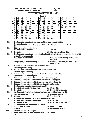 Đề thi môn Công nghệ 10 - Kì I